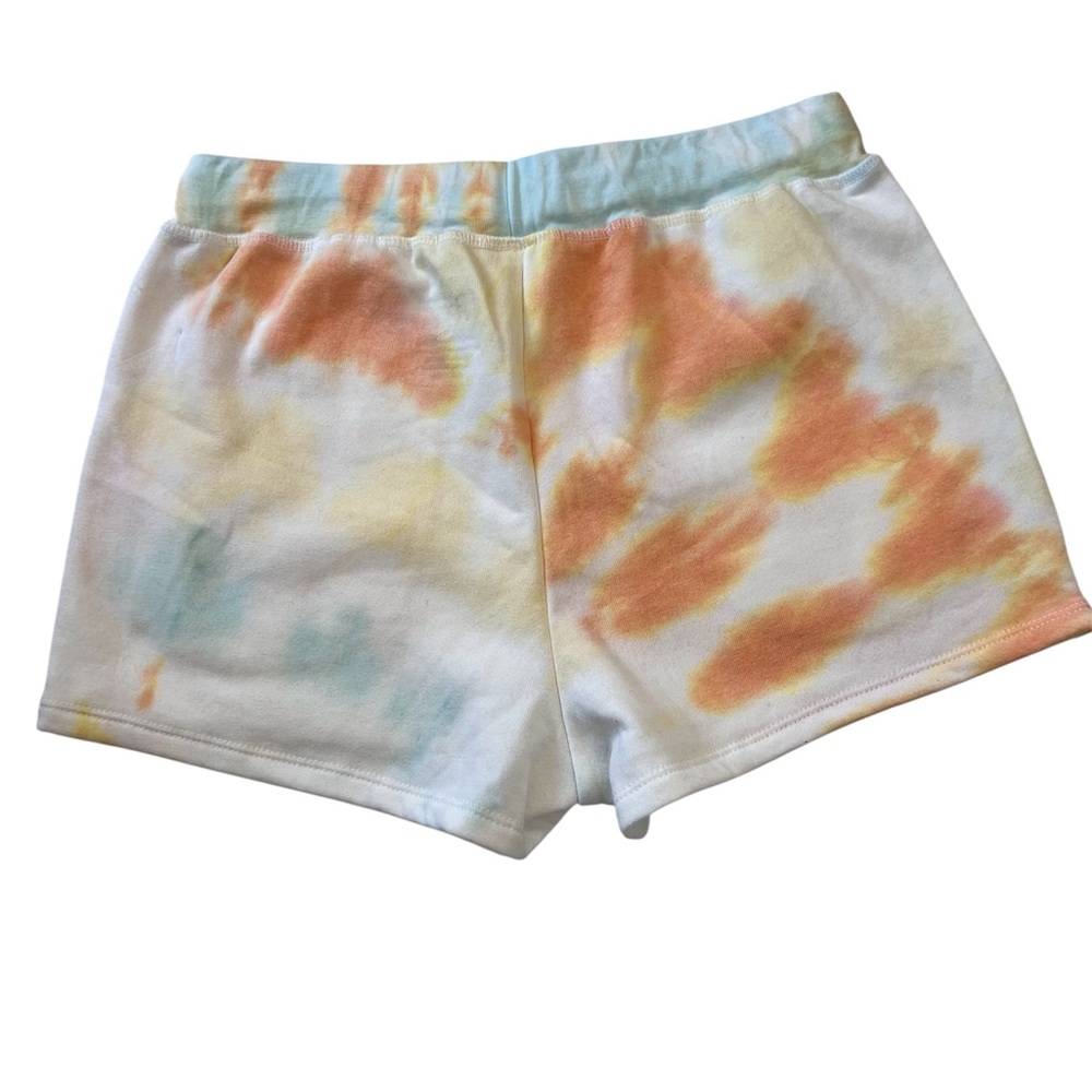 New Pastel Tie Dye Smiley Face Lounge Shorts Drawstring Pockets New Without Tags - Picture 2 of 7